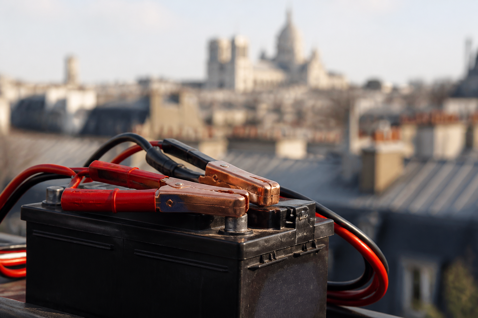 Batterie et câbles booster pour dépannage auto à Paris