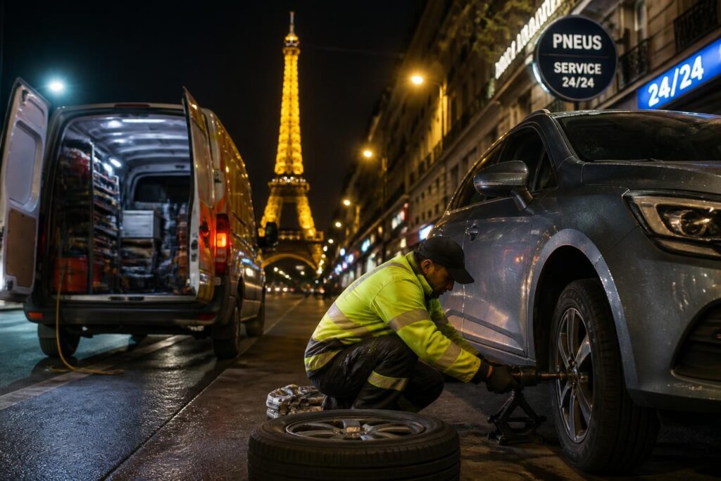 service de dépannage pneu 24h/24 à paris : intervention rapide et fiable en cas de crevaison pour vous remettre sur la route sans délai.